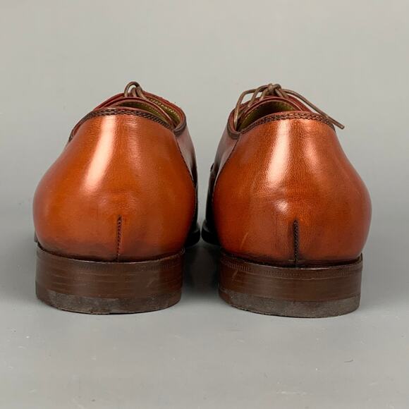 STEFANOBI Size 8 Cognac Contrast Stitch Leather Split Toe Lace Up Shoes main image 3